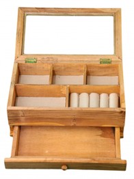 Schmuckkästchen Holz 5 Fächer/ 1 Schub